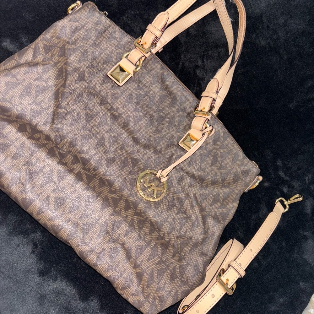 Michael Kors Tan and Brown Signature Tote